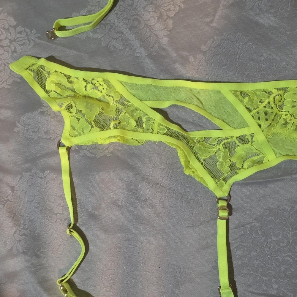 Honey Birdette Neon Green Vanessa Lingerie Set - Picture 3 of 7